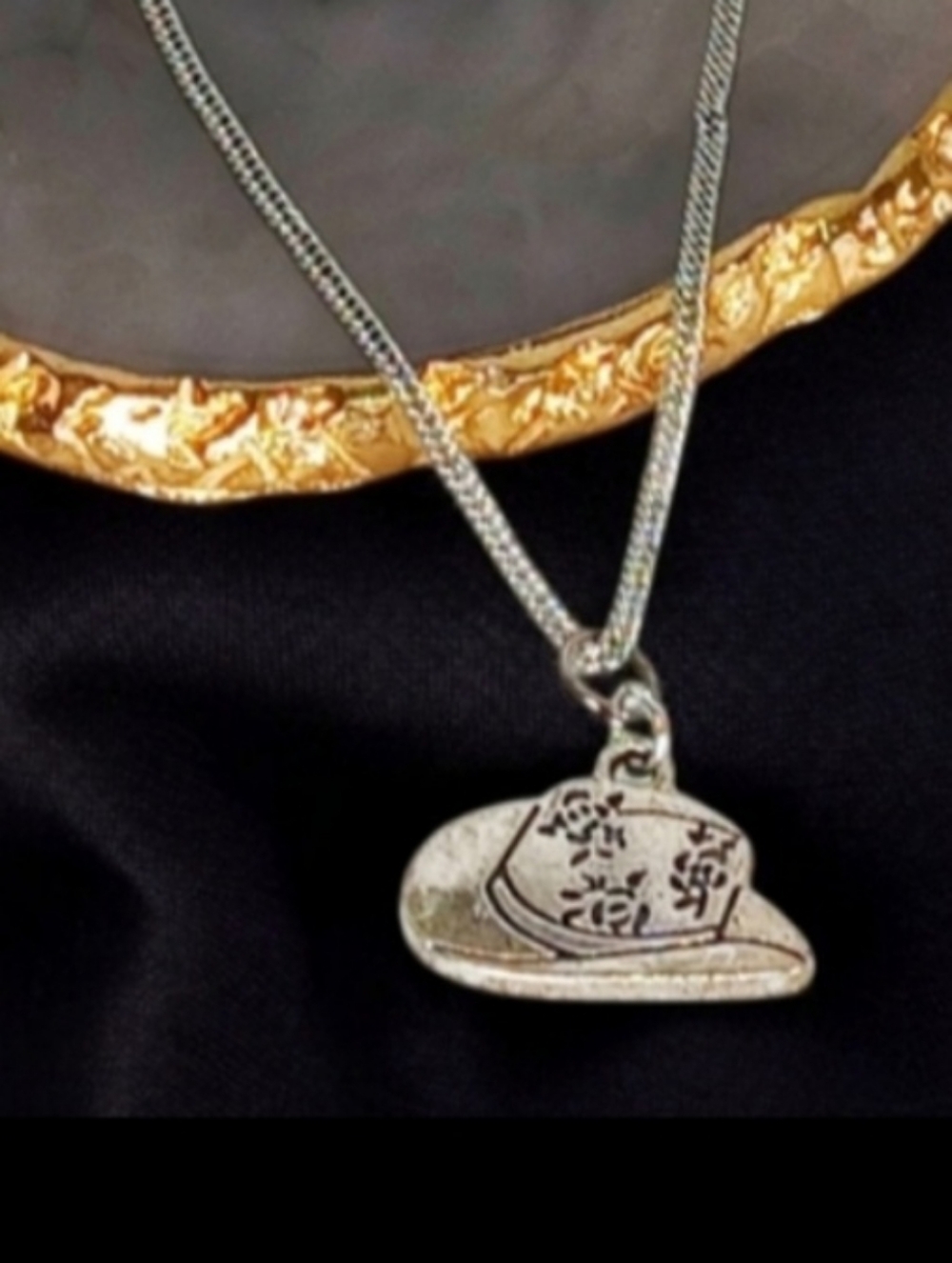 Silver Cowboy Hat Charm Necklace Cowboycore Westerncore Countrycore Farmcore